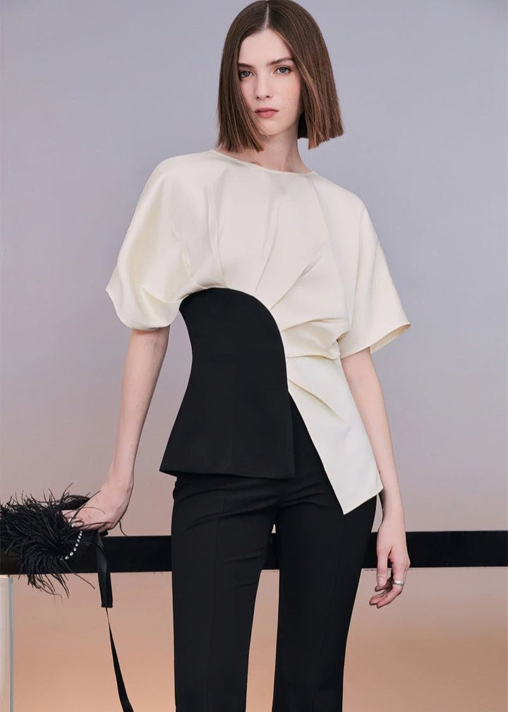 Classic geometric satin top & Skirt - Vera Lumina