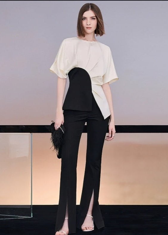 Classic geometric satin top & Skirt - Vera Lumina