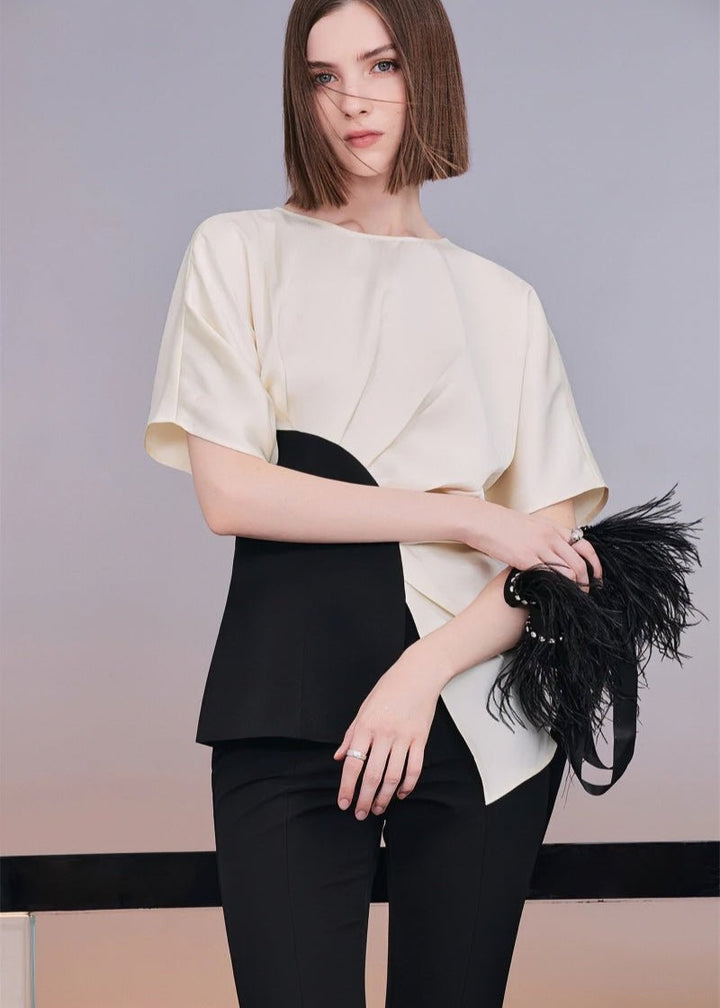 Classic geometric satin top & Skirt - Vera Lumina