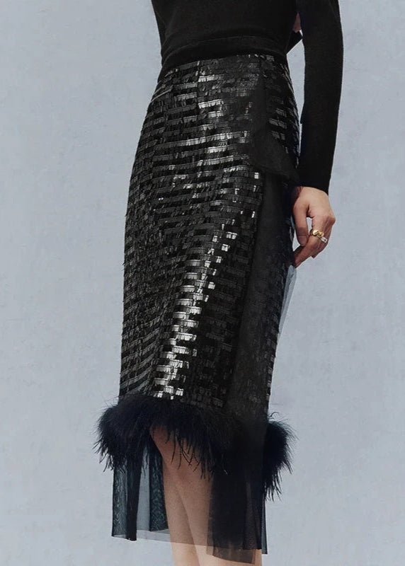Cocktail feather sparkle sequin skirt - Vera Lumina
