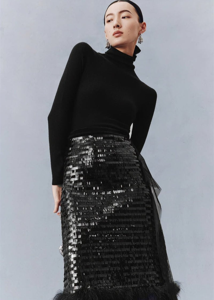 Cocktail feather sparkle sequin skirt - Vera Lumina