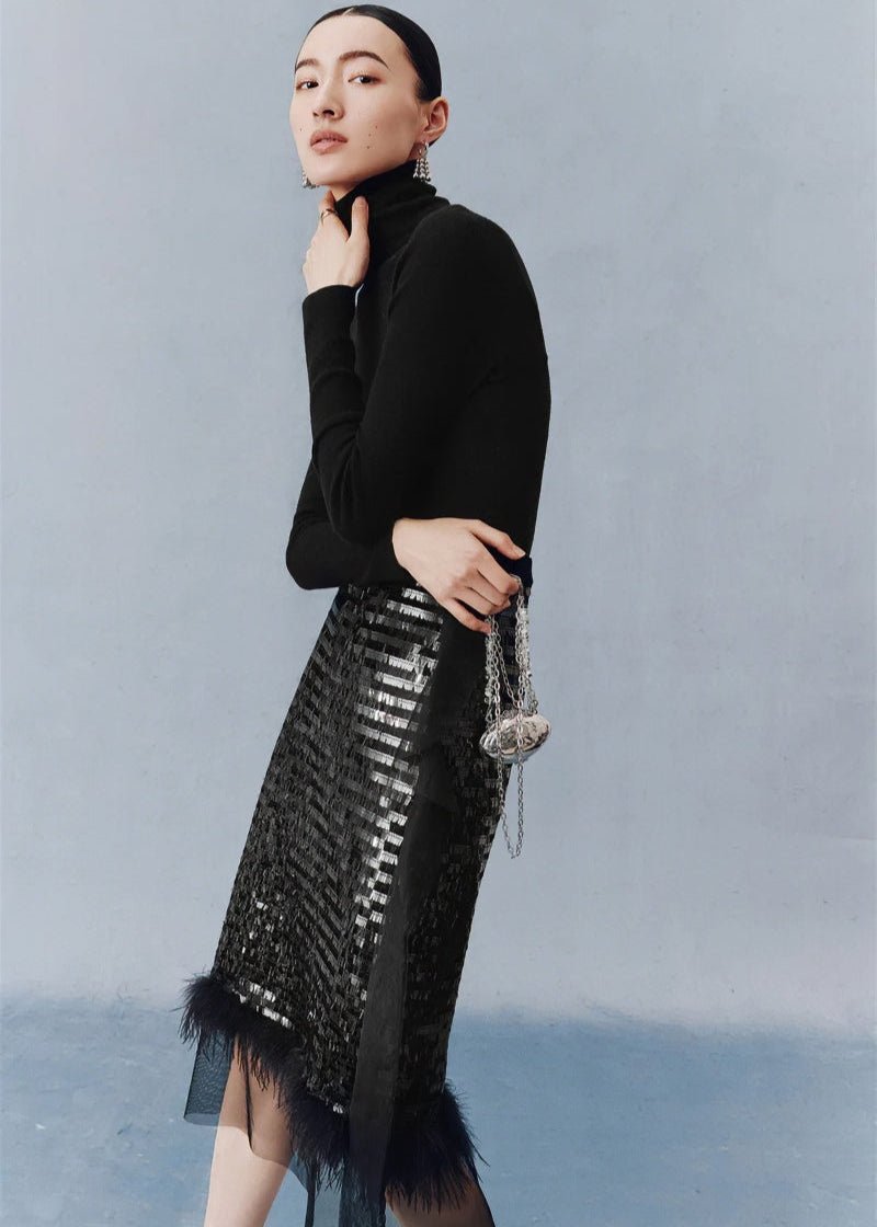 Cocktail feather sparkle sequin skirt - Vera Lumina