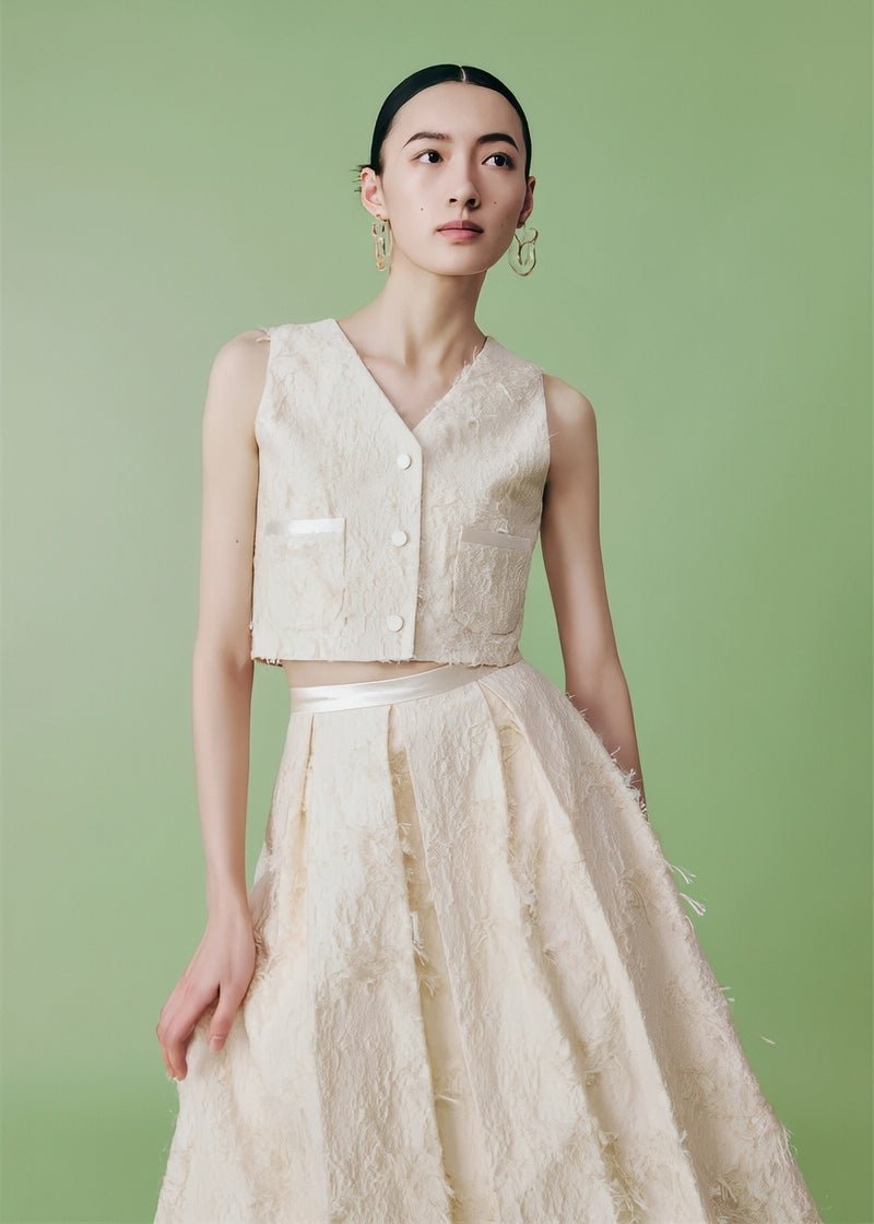 cocktail three - dimensional jacquard short jacket & vest &skirt - Vera Lumina
