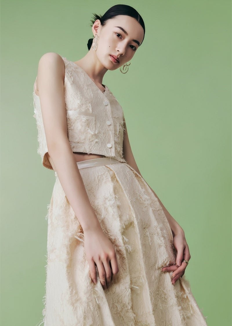 cocktail three - dimensional jacquard short jacket & vest &skirt - Vera Lumina