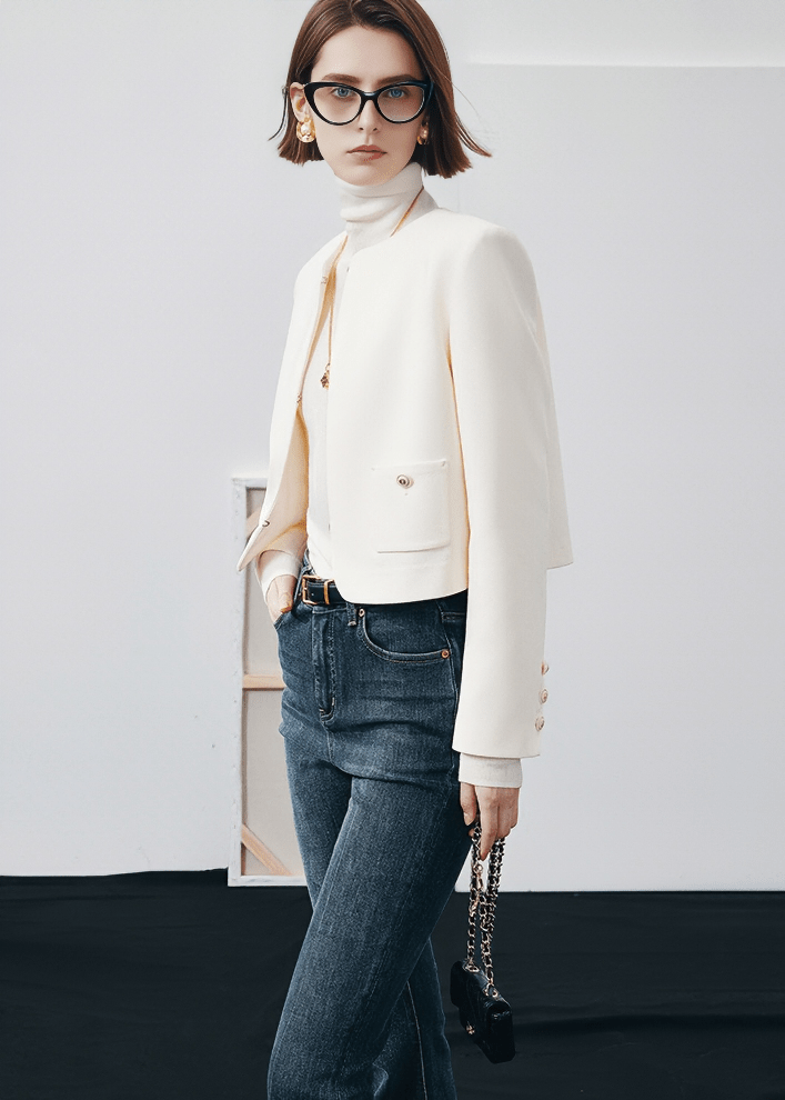 COLLARLESS OVERSIZED UTILITY BLAZER - Vera Lumina