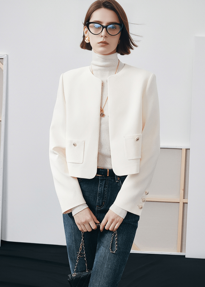 COLLARLESS OVERSIZED UTILITY BLAZER - Vera Lumina