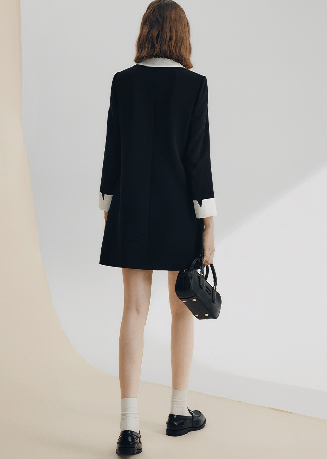 CONTRAST COLLAR MILITARY DRESS - Vera Lumina