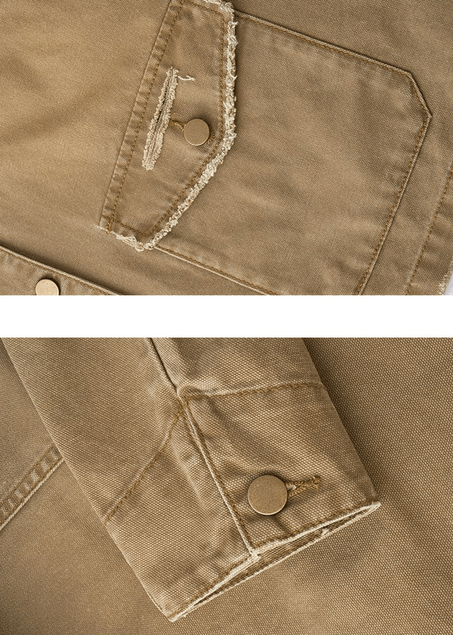 CONTRAST COLLAR UTILITY WORK JACKET - Vera Lumina