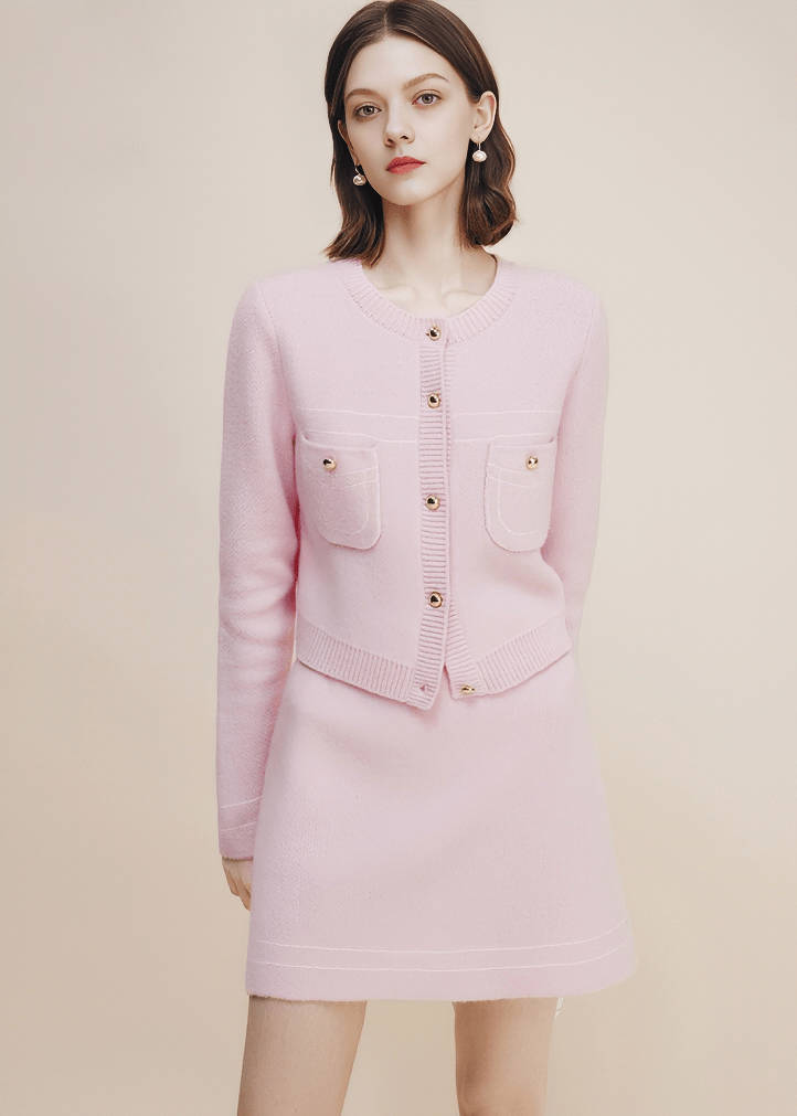 CONTRAST PIPING BUTTON CARDIGAN - Vera Lumina