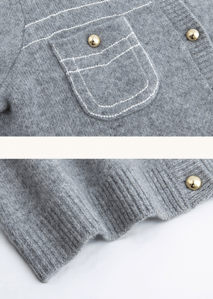 CONTRAST PIPING BUTTON CARDIGAN - Vera Lumina