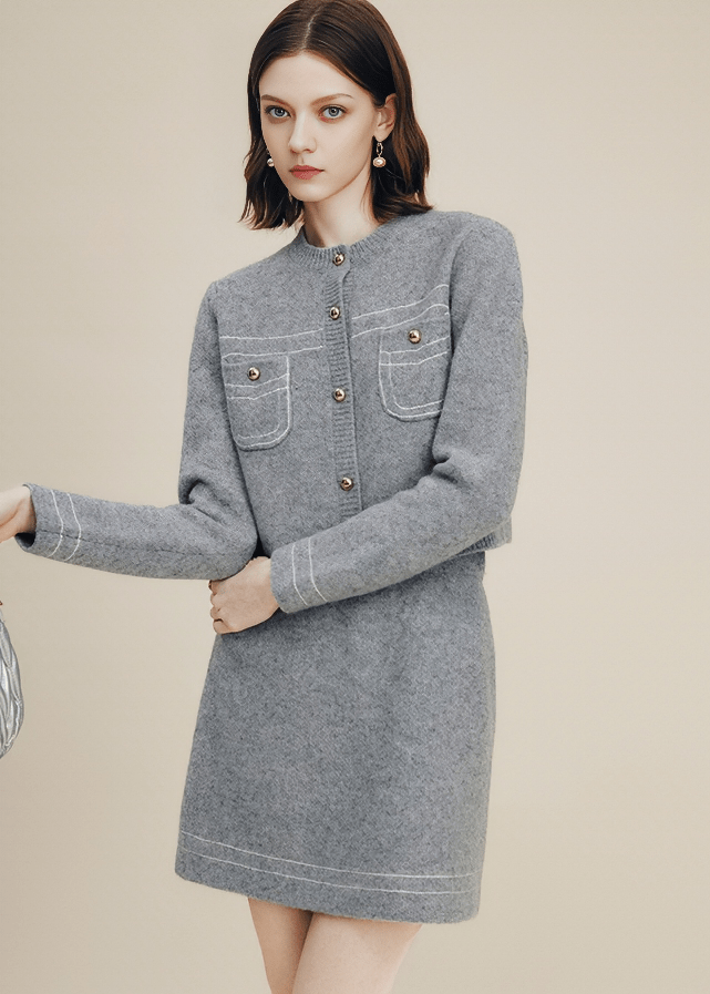 CONTRAST PIPING BUTTON CARDIGAN - Vera Lumina