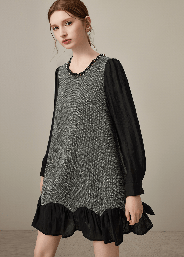 CONTRAST SLEEVE KNIT DRESS - Vera Lumina