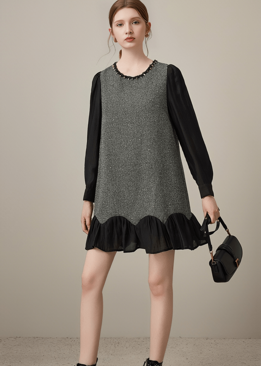 CONTRAST SLEEVE KNIT DRESS - Vera Lumina