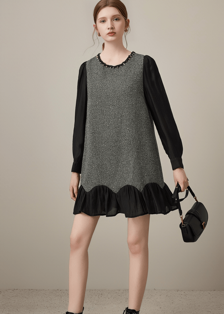 CONTRAST SLEEVE KNIT DRESS - Vera Lumina