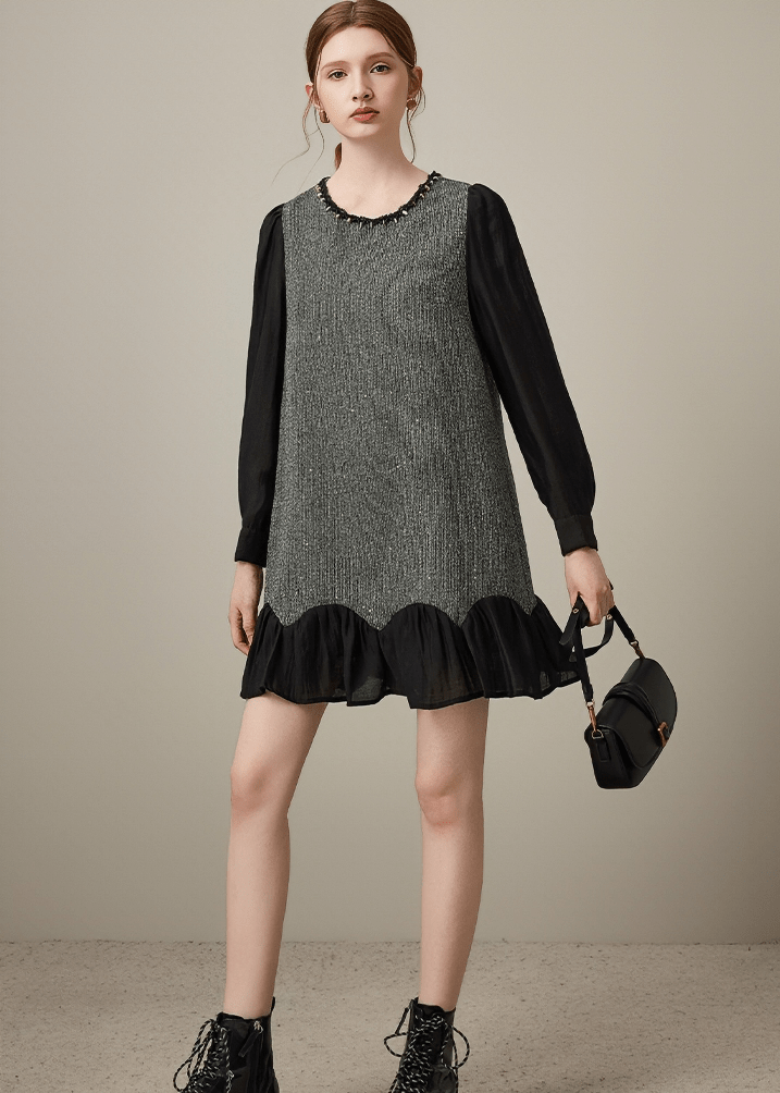 CONTRAST SLEEVE KNIT DRESS - Vera Lumina