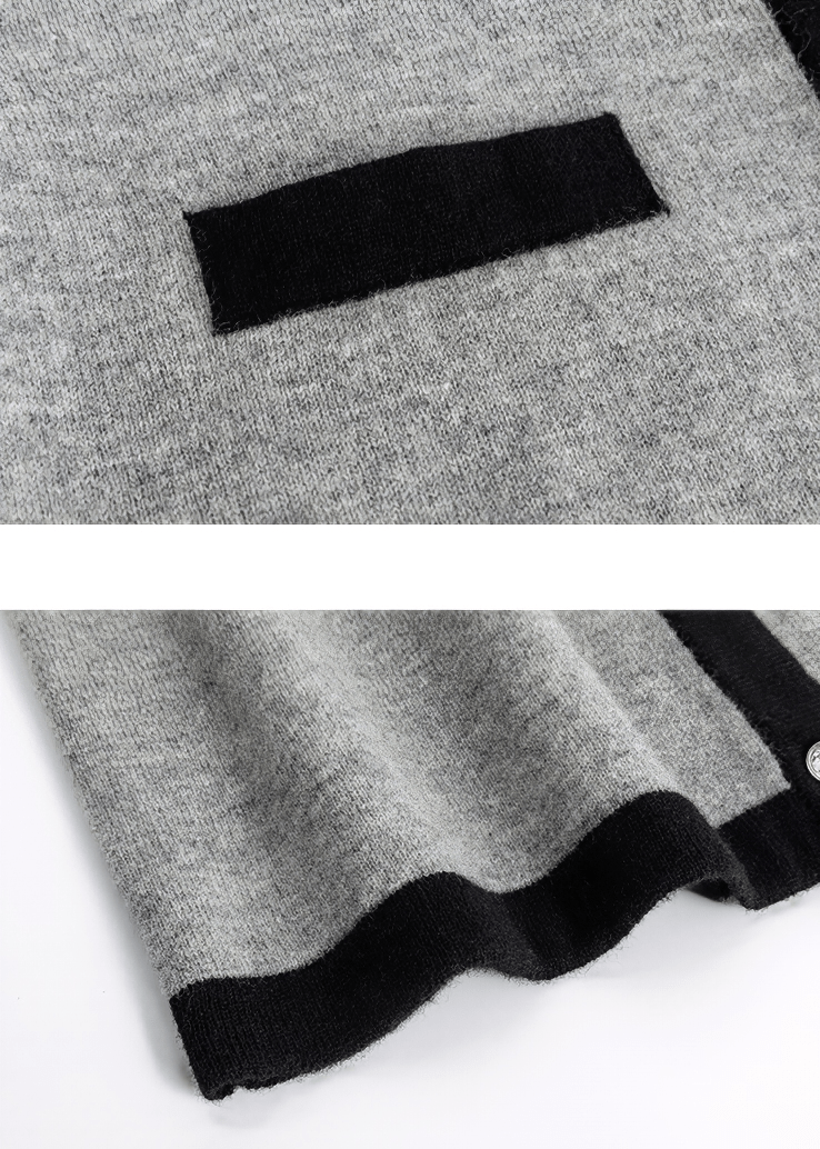 CONTRAST TRIM ROUND NECK CARDIGAN - Vera Lumina