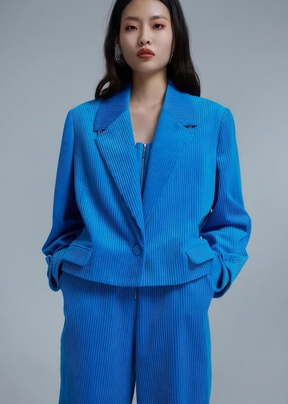corduroy blue blazer jacket - Vera Lumina