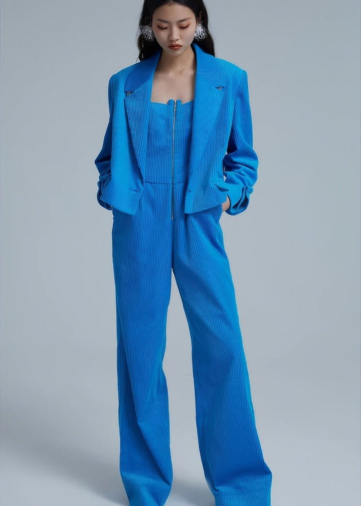 corduroy blue blazer jacket - Vera Lumina