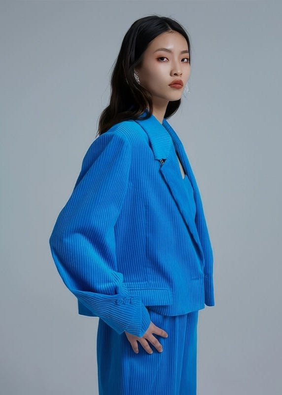 corduroy blue blazer jacket - Vera Lumina