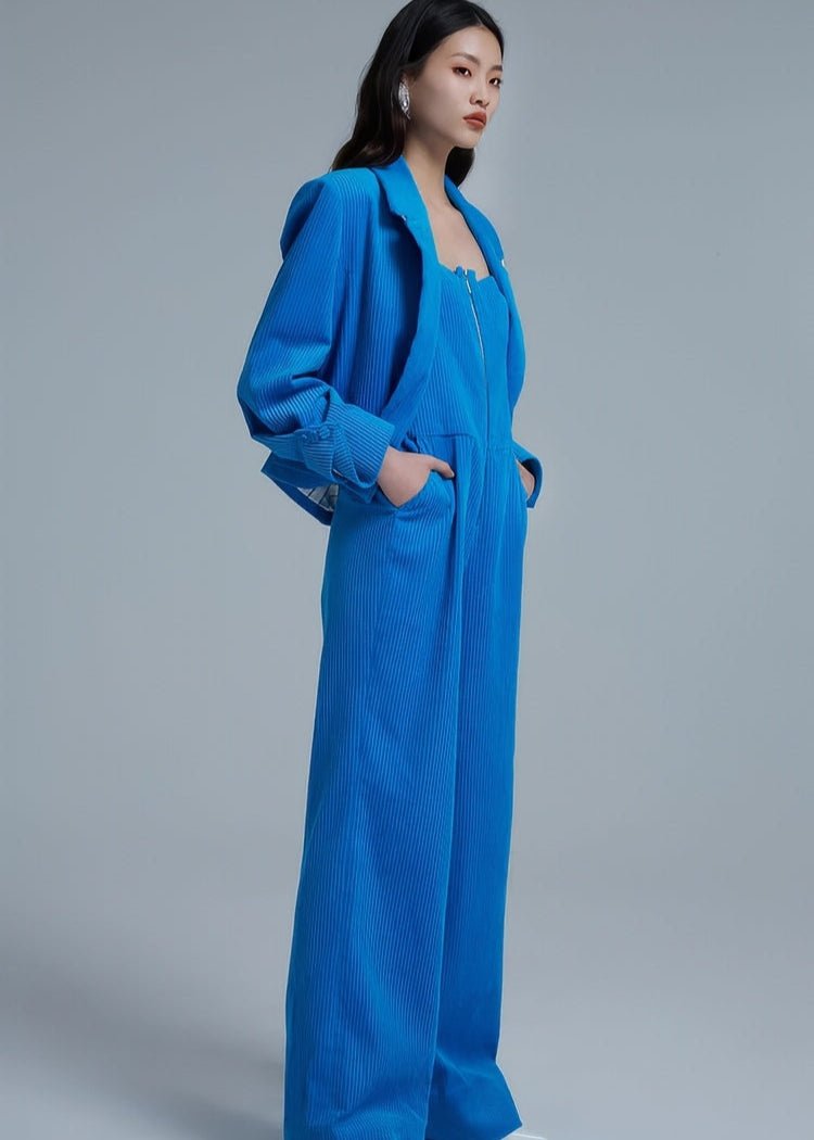 corduroy blue blazer jacket - Vera Lumina