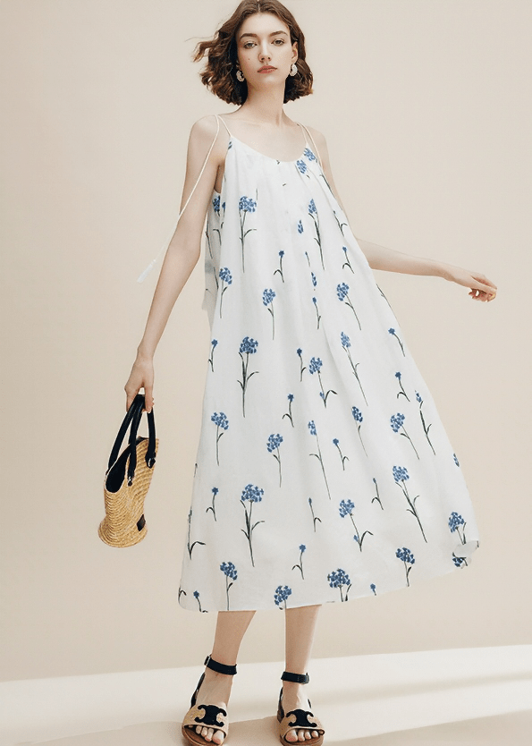 CORNFLOWER BOTANICAL SLIP DRESS - Vera Lumina