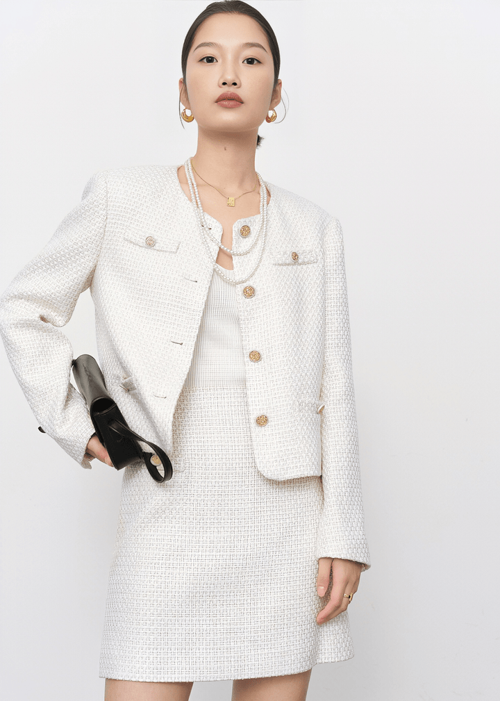 COUTURE TWEED CROPPED JACKET - Vera Lumina