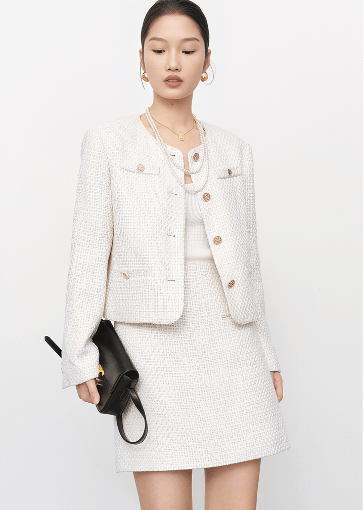 COUTURE TWEED CROPPED JACKET - Vera Lumina