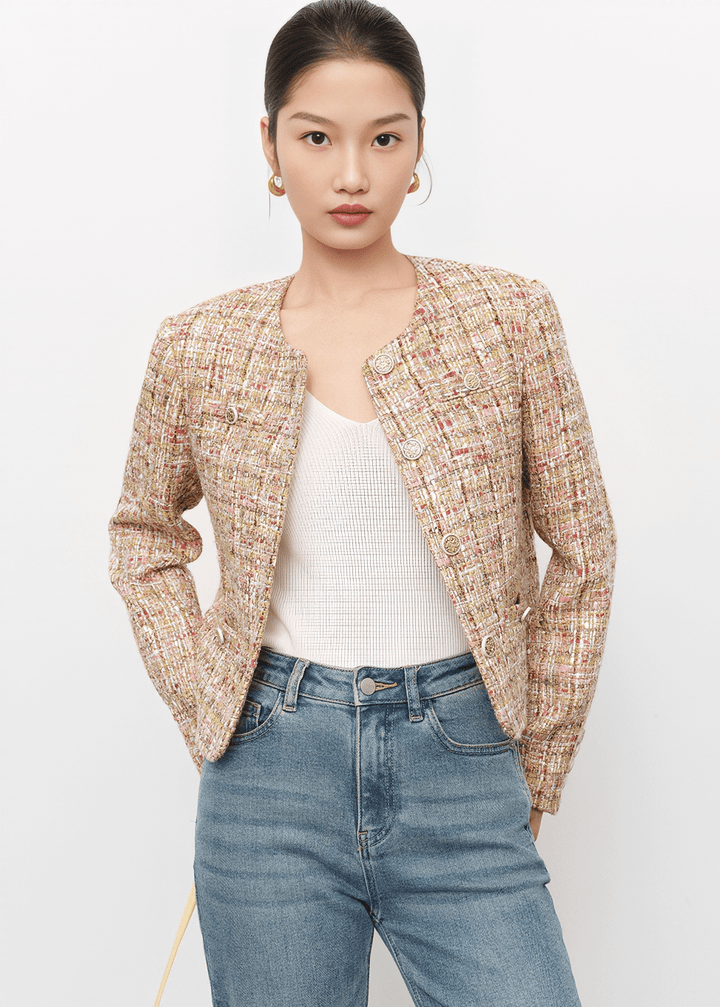 COUTURE TWEED CROPPED JACKET - Vera Lumina