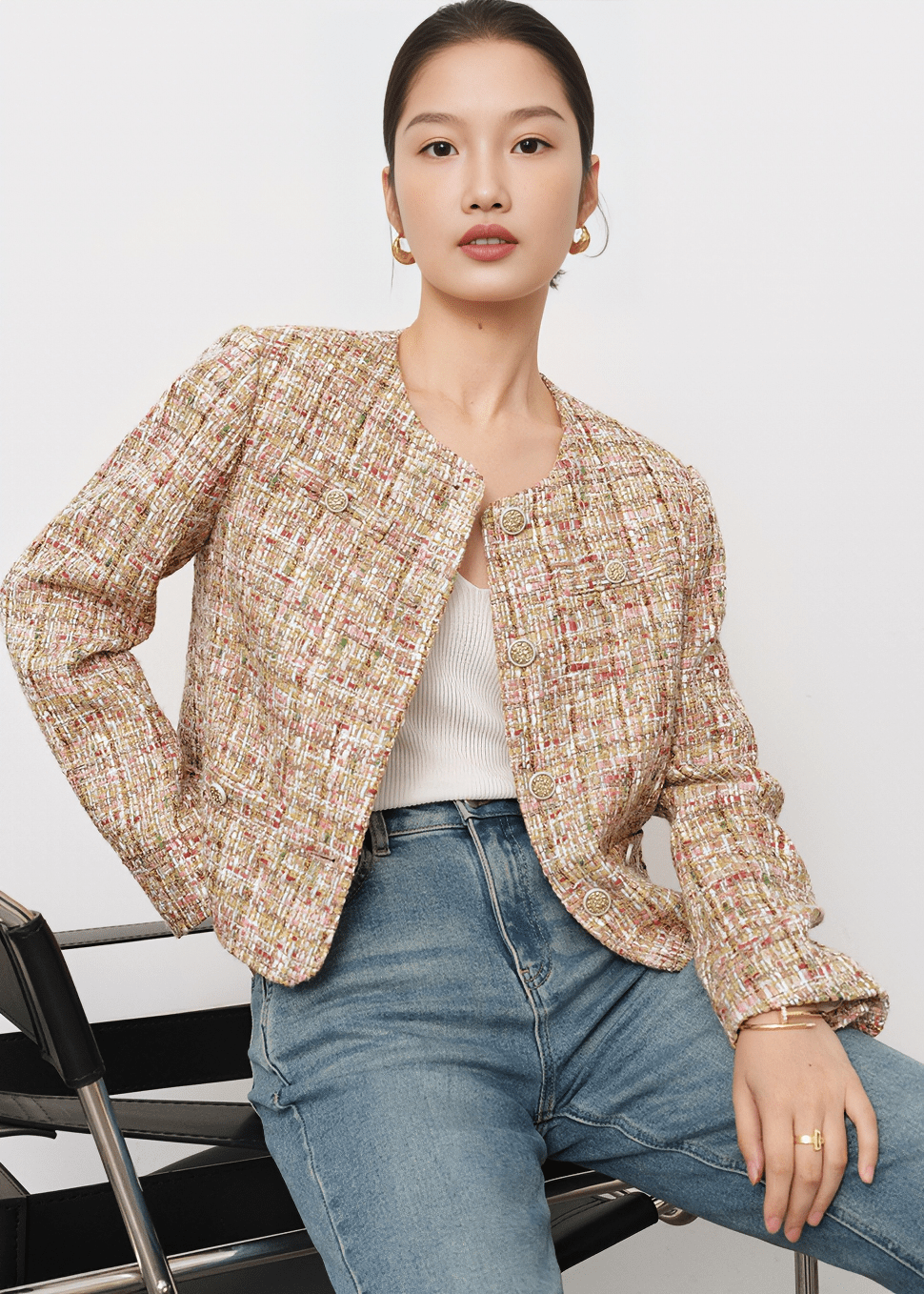COUTURE TWEED CROPPED JACKET - Vera Lumina
