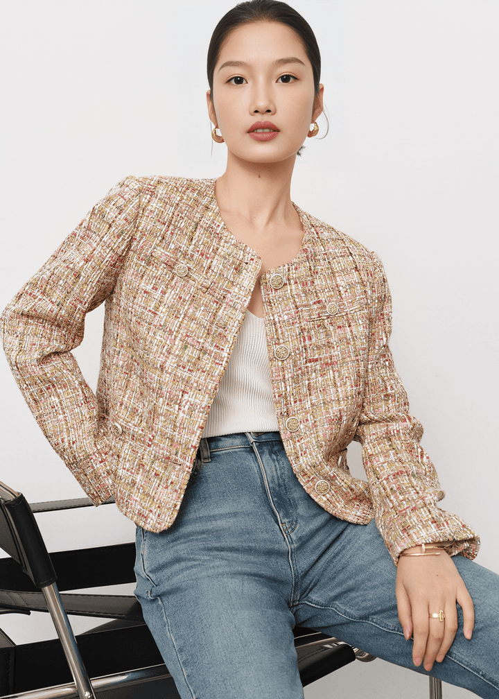 COUTURE TWEED CROPPED JACKET - Vera Lumina