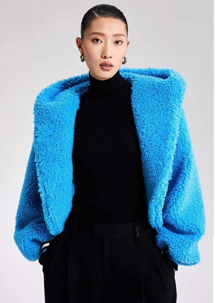 croped faux fuzz coat - Vera Lumina