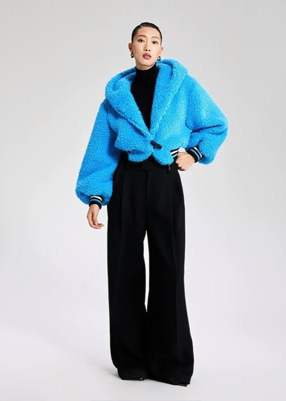croped faux fuzz coat - Vera Lumina