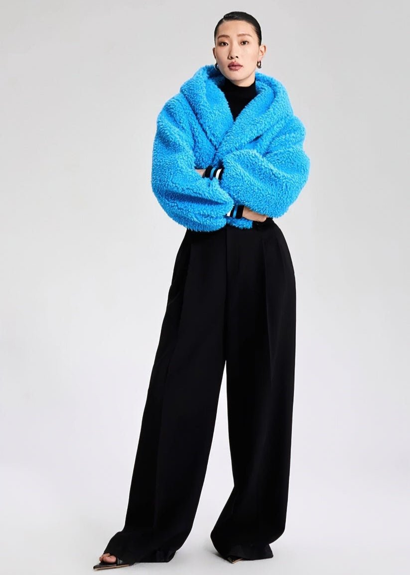 croped faux fuzz coat - Vera Lumina