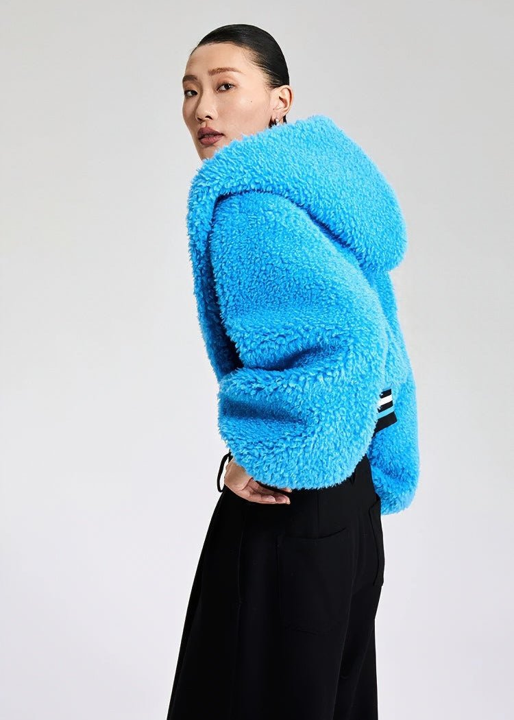 croped faux fuzz coat - Vera Lumina