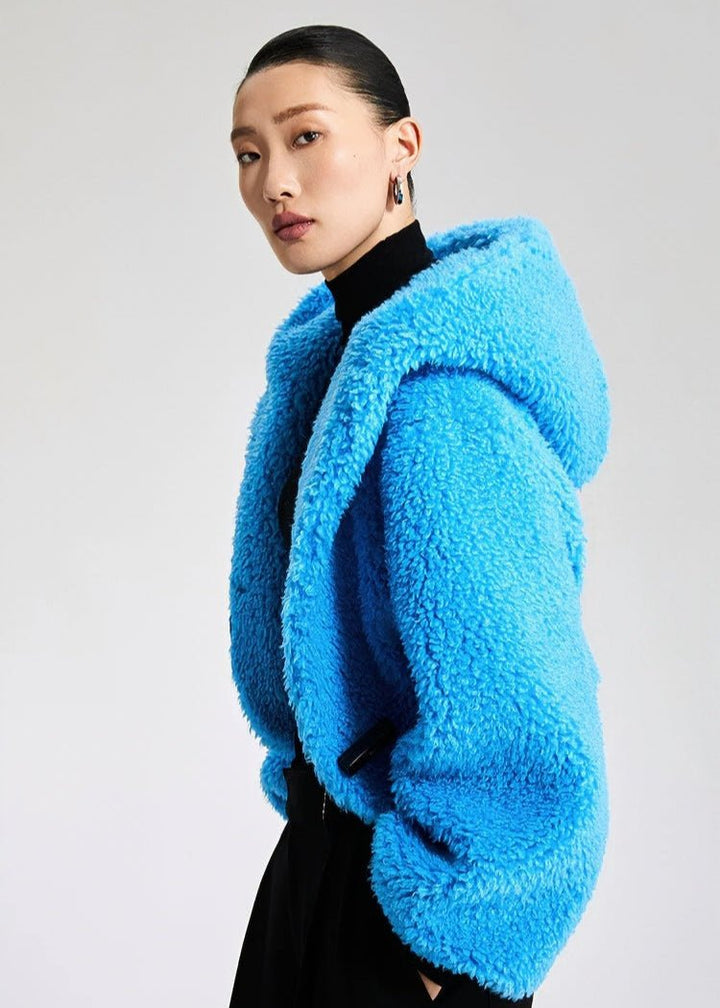 croped faux fuzz coat - Vera Lumina
