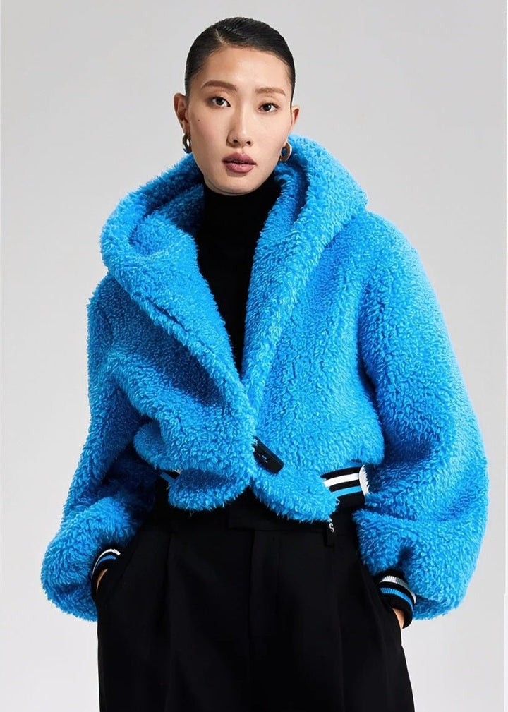 croped faux fuzz coat - Vera Lumina