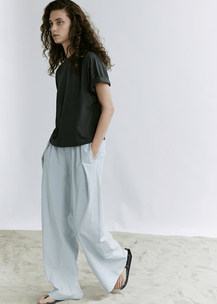 CROSSOVER PLEATED WIDE LEG PANTS - Vera Lumina