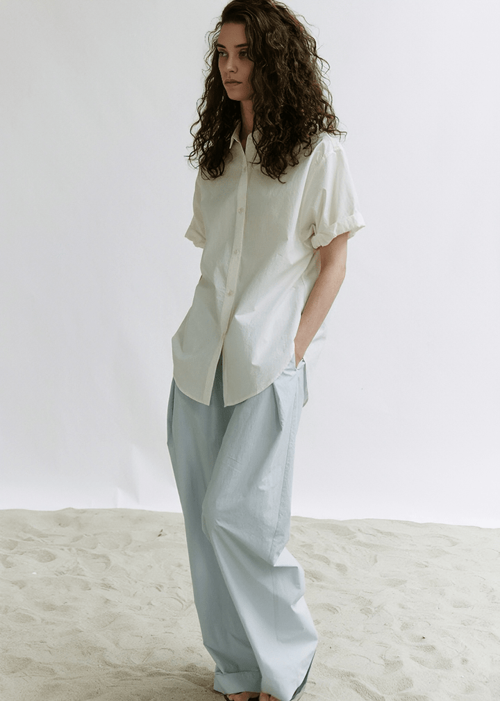CROSSOVER PLEATED WIDE LEG PANTS - Vera Lumina