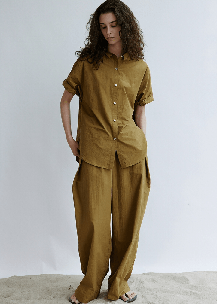 CROSSOVER PLEATED WIDE LEG PANTS - Vera Lumina