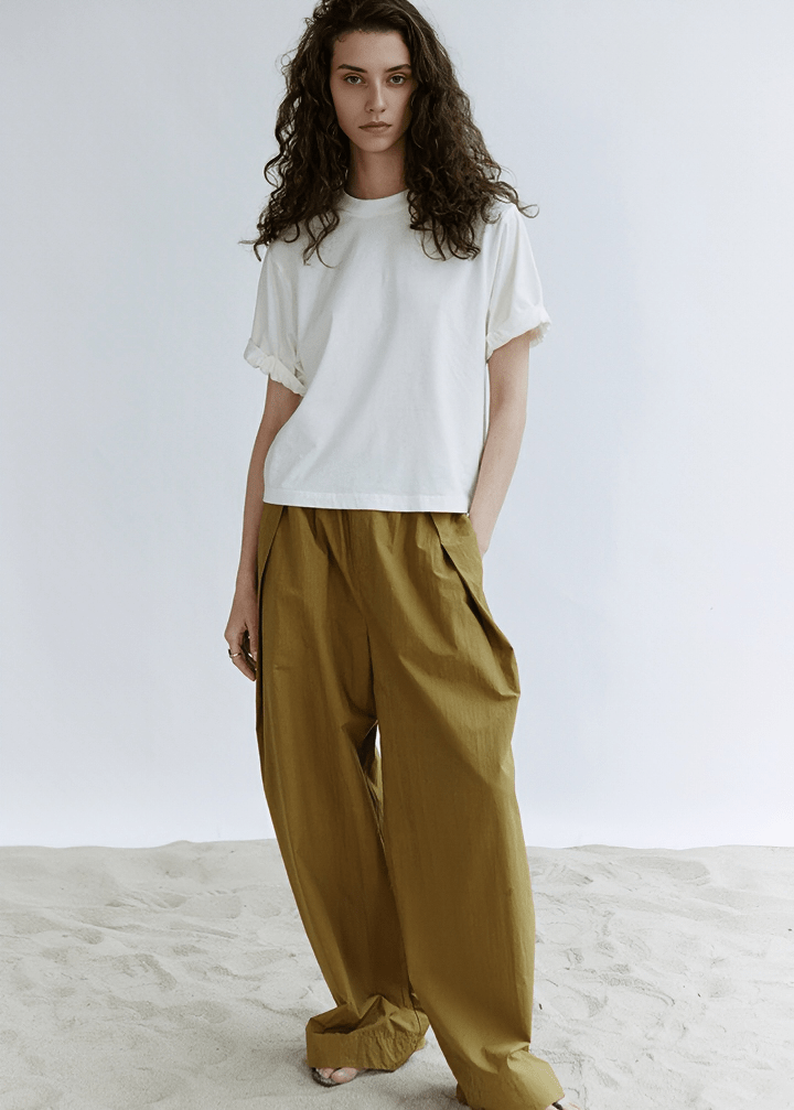 CROSSOVER PLEATED WIDE LEG PANTS - Vera Lumina
