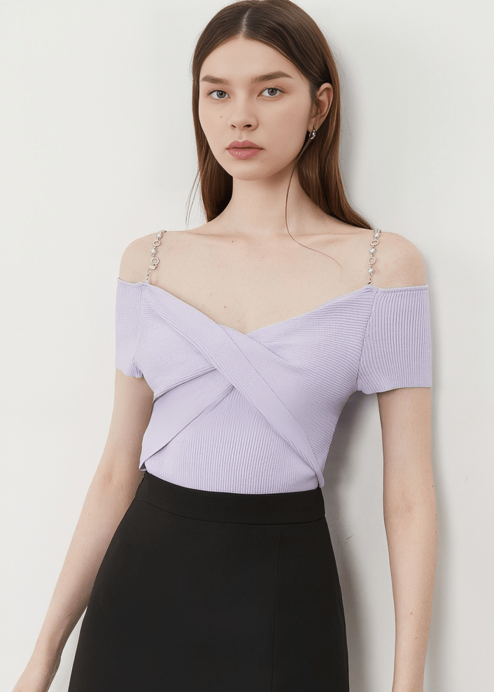 CRYSTAL CHAIN OFF - SHOULDER TOP - Vera Lumina