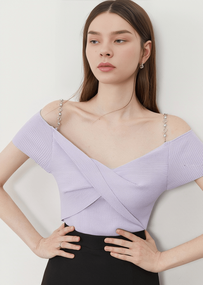 CRYSTAL CHAIN OFF - SHOULDER TOP - Vera Lumina