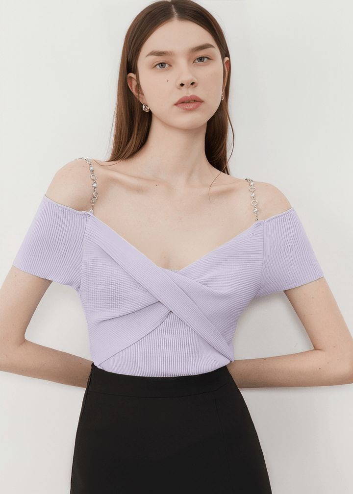 CRYSTAL CHAIN OFF - SHOULDER TOP - Vera Lumina