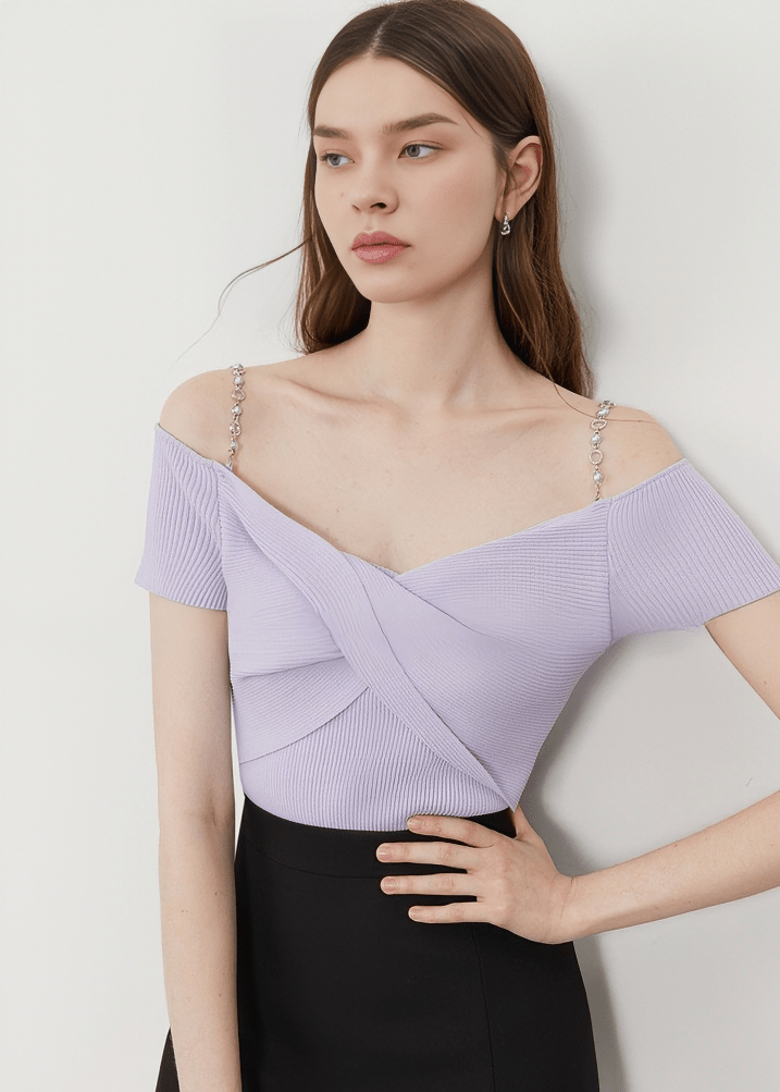 CRYSTAL CHAIN OFF - SHOULDER TOP - Vera Lumina
