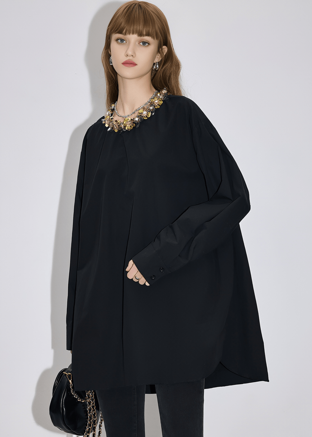 CRYSTAL COLLAR EMBELLISHED SHIRT - Vera Lumina