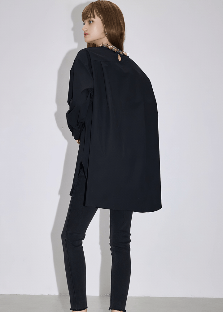 CRYSTAL COLLAR EMBELLISHED SHIRT - Vera Lumina
