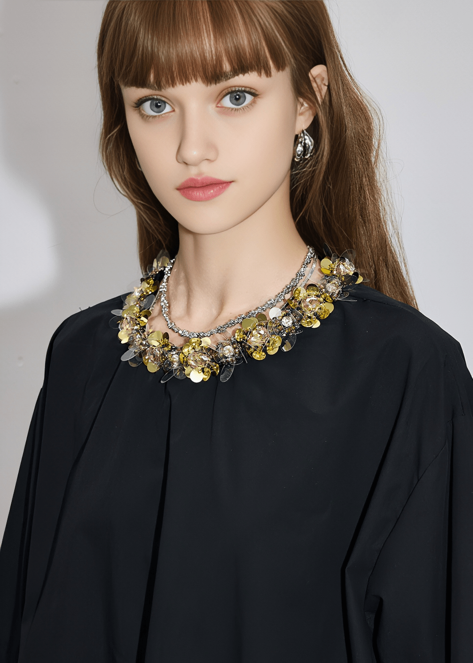 CRYSTAL COLLAR EMBELLISHED SHIRT - Vera Lumina