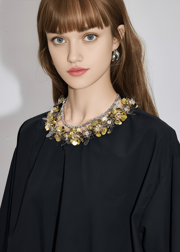 CRYSTAL COLLAR EMBELLISHED SHIRT - Vera Lumina