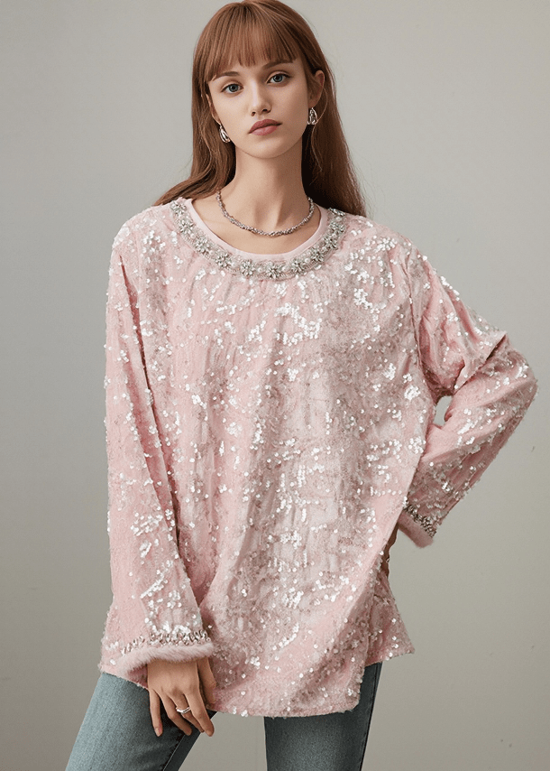 CRYSTAL EMBELLISHED SEQUIN TOP - Vera Lumina