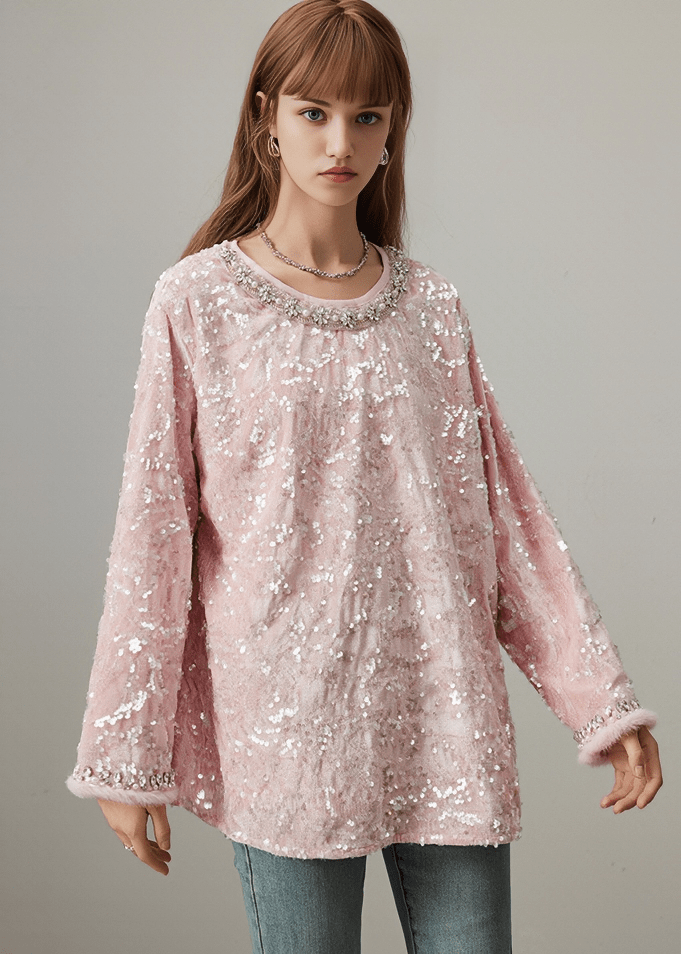 CRYSTAL EMBELLISHED SEQUIN TOP - Vera Lumina